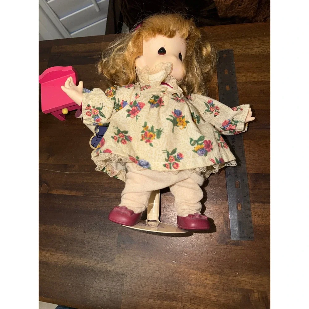Precious Moments Chrissy November Doll Floral Dress Watering Can Stand 9 inch